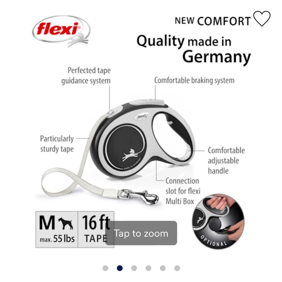 NWOT Flexi New Comfort Retractable Dog Leash in Grey, 16' ft., Medium - Picture 2 of 6